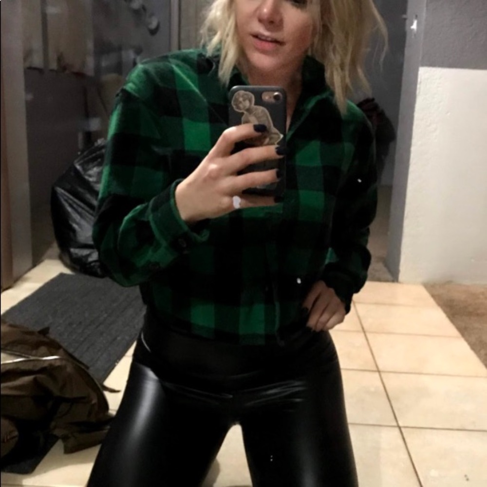 Wild Fable oversized crop flannel (green)